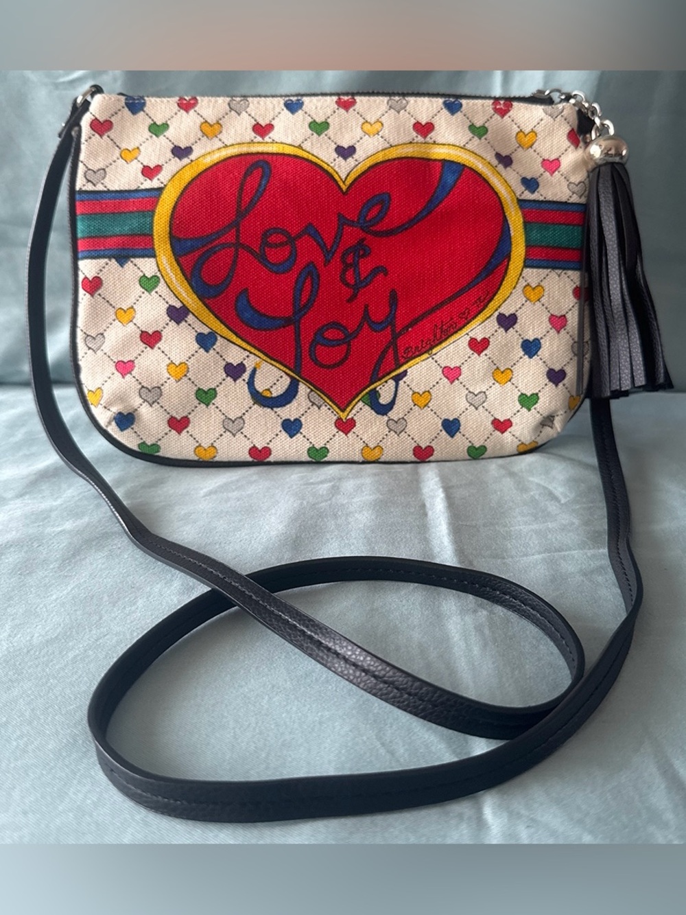 Brighton Love & Joy Canvas Crossbody Purse